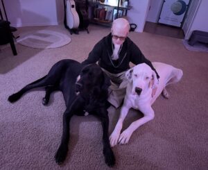 Aaron and his dogs Sid and Gio